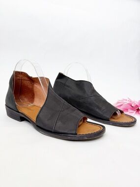 Free People Mont Blanc Leather Sandals Flats: Black D’Orsay